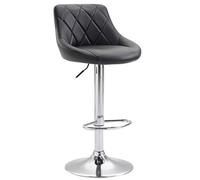 CLP Tabouret De Bar Réglable en Hauteur Lazio Similicuir I Chaise Hauteur De Bar Confortable avec Dossier Et Repose-Pied I Réglable Pivotant, Couleur:Noir, Couleur du Cadre:Chrome