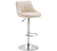CLP Tabouret De Bar Réglable en Hauteur Lazio Similicuir I Chaise Hauteur De Bar Confortable avec Dossier Et Repose-Pied I Réglable Pivotant, Couleur:crème, Couleur du Cadre:Chrome