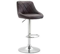 CLP Tabouret de bar Lazio – Similicuir, hauteur réglable, pivotant, dossier – Marron cadre chrome