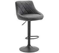 CLP Tabouret de bar Lazio en similicuir avec pied en métal , Gris/Noir Gris G