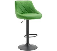 Tabouret De Bar Réglable en Hauteur Lazio Similicuir I Chaise Hauteur De Bar Confortable avec Dossier Et Repose-Pied I Réglable Pivotant, Couleur:Vert, Couleur du Cadre:Noir