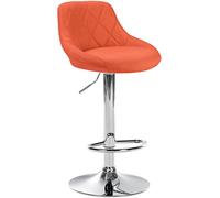 CLP Tabouret De Bar Réglable en Hauteur Lazio Tissu I Chaise Haute De Bar Confortable avec Dossier Et Repose-Pied I Sičge Rembourré I Pied Métal, Couleur:Orange, Couleur du Cadre:Chrome