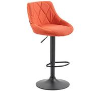 CLP Trading GmbH Tabouret de bar Lazio – Réglable, pivotant, dossier, repose-pied, tissu Orange/Noir