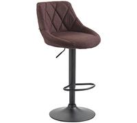 CLP Tabouret De Bar Réglable en Hauteur Lazio Tissu I Chaise Haute De Bar Confortable avec Dossier Et Repose-Pied I Siège Rembourré I Pied Métal Couleur Marron Couleur du Cadre Noir