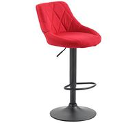 CLP Tabouret De Bar Réglable en Hauteur Lazio Tissu I Chaise Hauteur De Bar Confortable avec Dossier Et Repose-Pied I Réglable Pivotant, Couleur:Rouge, Couleur du Cadre:Noir