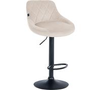 CLP Tabouret De Bar Réglable en Hauteur Lazio Velours I Chaise Haute Pivotante avec Dossier Et Repose-Pieds I Siège Rembourré, Couleur:crème, Couleur du Cadre:Noir