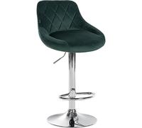 CLP Tabouret De Bar Réglable en Hauteur Lazio Velours I Chaise Haute Pivotante avec Dossier Et Repose-Pieds I Siège Rembourré, Couleur:Vert foncé, Couleur du Cadre:Chrome