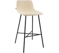 CLP Tabouret de Bar rembourré Altona avec Dossier et Repose-Pieds, Tabouret de comptoir Moderne pour Cuisine, avec Structure en métal Noir Couleur crème Matériel Tissu