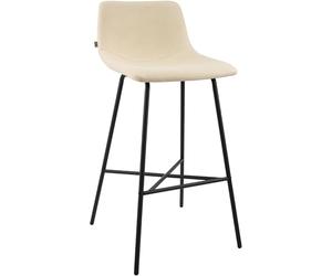 CLP Tabouret de Bar rembourré Altona avec Dossier et Repose-Pieds, Tabouret de comptoir Moderne pour Cuisine, avec Structure en métal Noir | Couleur crème Matériel Tissu