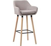 CLP Tabouret de Bar rembourré avec Dossier Grant, Chaise de Bar en Tissu, Structure en Bois supportant jusqu'à 150 kg, Couleur:Taupe