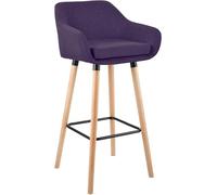 CLP Tabouret de Bar rembourré avec Dossier Grant, Chaise de Bar en Tissu, Structure en Bois supportant jusqu'à 150 kg Couleur Violet
