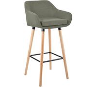 CLP Tabouret de Bar rembourré avec Dossier Grant, Chaise de Bar en Tissu, Structure en Bois supportant jusqu'à 150 kg, Couleur:Gris Clair