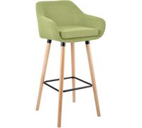 CLP Tabouret de Bar rembourré avec Dossier Grant, Chaise de Bar en Tissu, Structure en Bois supportant jusqu'à 150 kg, Couleur:Vert Clair