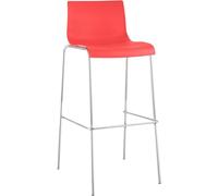 CLP Tabouret de Bar rembourré Hover, Plastique, Dossier & Repose-Pieds, Hauteur d'assise 75 cm, Structure métal chromé, Couleur:Rouge, Couleur du Cadre:Chrome