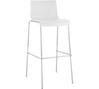 CLP Tabouret De Bar en Plastique I Chaise Haute De Bar Empilable I Piètement Et Repose-Pieds en Métal I Hauteur D'Assise 76 cm, Couleur:Blanc, Couleur du Cadre:Chrome