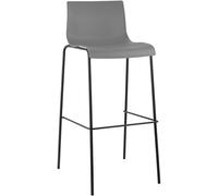 CLP Tabouret de bar Hover rembourré, plastique, dossier & repose-pieds, 75 cm, gris, cadre noir