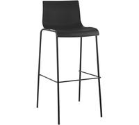 CLP Tabouret de Bar rembourré Hover, Plastique, Dossier & Repose-Pieds, Hauteur d'assise 75 cm, Structure métal chromé, Couleur:Noir, Couleur du Cadre:Noir