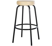 CLP Tabouret de Bar rembourré sans Dossier Kamari, Chaise de Bar avec revêtement en Similicuir ou en Velours, avec Structure métallique, Couleur:crème, Matériel:Similicuir