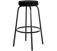 CLP Tabouret de Bar rembourré sans Dossier Kamari, Chaise de Bar avec revêtement en Similicuir ou en Velours, avec Structure métallique, Couleur:Noir, Matériel:Velours