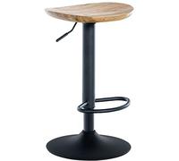 CLP Tabouret De Bar Skelde avec Assise en Bois I Style Industriel I Pied en Métal I Réglable Et Pivotant, Couleur:Nature