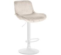 CLP Tabouret de Bar Solon Blanc I Habillage Velours ou Tissu I Chaise de Bar réglable en Hauteur et pivotante I Tabouret de comptoir rembourré | Couleur crème Matériel Velours