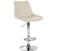 CLP Tabouret De Bar Toni en Similicuir I Chaise Haute De Bistrot avec Repose-Pieds Hauteur Réglable Pivotant, Couleur:crème, Couleur du Cadre:Chrome