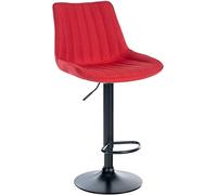CLP Tabouret De Bar Toni en Tissu I Chaise Haute De Bistrot avec Repose-Pieds Hauteur Réglable Pivotant, Couleur:Rouge, Couleur du Cadre:Noir