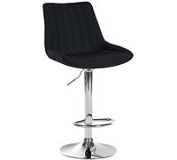 CLP Tabouret De Bar Toni en Tissu I Chaise Haute De Bistrot avec Repose-Pieds Hauteur Réglable Pivotant, Couleur:Noir, Couleur du Cadre:Chrome