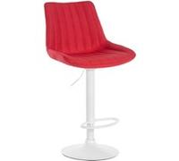 CLP Tabouret de bar Toni en Tissu Pied trompette en Métal , Rouge/Blanc