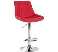 CLP Tabouret de bar Toni en Tissu Pied trompette en Métal , Rouge/Chrome