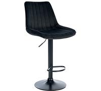 CLP Tabouret De Bar Toni en Velours I Chaise Haute De Bistrot avec Repose-Pieds Hauteur Réglable Pivotant, Couleur:Noir, Couleur du Cadre:Noir