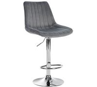 CLP Tabouret De Bar Toni en Velours I Chaise Haute De Bistrot avec Repose-Pieds Hauteur Réglable Pivotant, Couleur:Gris foncé, Couleur du Cadre:Chrome