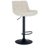 CLP Tabouret de Bar Tover I Tabouret de Bar réglable en Hauteur I Chaise pivotante à 360° avec Dossier pour comptoir et Bar, Couleur:crème, Matériel:Tissu