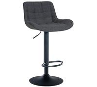 CLP Tabouret de Bar Tover I Tabouret de Bar réglable en Hauteur I Chaise pivotante à 360° avec Dossier pour comptoir et Bar, Couleur:Noir, Matériel:Tissu