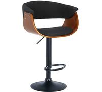 CLP Tabouret de bar Vestal avec Coque en bois réglable pivotant , Noyer / Noir/Tissu Noir