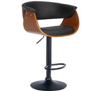 CLP Tabouret de bar Vestal avec Coque en bois réglable pivotant , Noyer / Noir/Similicuir
