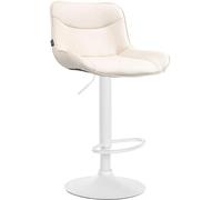CLP Tabouret de Bar Vonore Similicuir I Réglable en Hauteur et pivotant à 360 degrés I avec Repose-Pieds et piètement métallique, Couleur:crème, Couleur du Cadre:Blanc