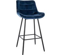 CLP Tabouret de bar Weston avec structure métallique et repose-pieds I Velours ou similicuir,blanc similicuir