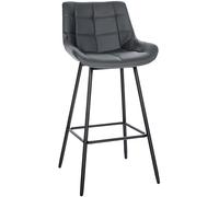 CLP Tabouret de Bar Weston I Assise rembourrée avec Motif matelassé I Structure en métal I revêtement en Velours ou Simili Cuir, Couleur:Gris, Matériel:Similicuir
