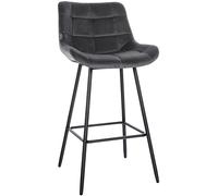 CLP Tabouret de Bar Weston I Assise rembourrée avec Motif matelassé I Structure en métal I revêtement en Velours ou Simili Cuir, Couleur:Gris foncé, Matériel:Velours