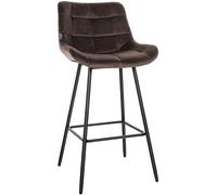 CLP Tabouret de Bar Weston I Assise rembourrée avec Motif matelassé I Structure en métal I revêtement en Velours ou Simili Cuir, Couleur:Marron, Matériel:Velours