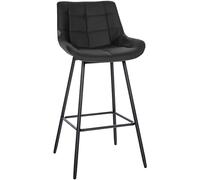 CLP Tabouret de Bar Weston I Assise rembourrée avec Motif matelassé I Structure en métal I revêtement en Velours ou Simili Cuir, Couleur:Noir, Matériel:Similicuir