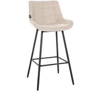 CLP Tabouret de Bar Weston I Assise rembourrée avec Motif matelassé I Structure en métal I revêtement en Velours ou Simili Cuir, Couleur:crème, Matériel:Similicuir