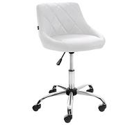 CLP Tabouret De Travail Lazio A roulettes en Similicuir I Chaise De Travail avec Dossier I Hauteur Réglable Et Pivotant I Piètement Métal, Couleur:Blanc, Matériel:Similicuir