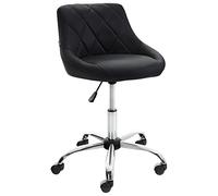 CLP Tabouret De Travail Lazio A roulettes en Similicuir I Chaise De Travail avec Dossier I Hauteur Réglable Et Pivotant I Piètement Métal, Couleur:Noir, Matériel:Similicuir