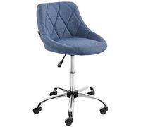 CLP Tabouret De Travail Lazio A roulettes en Similicuir I Chaise De Travail avec Dossier I Hauteur Réglable Et Pivotant I Piètement Métal, Couleur:Bleu, Matériel:Tissu