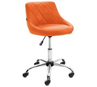 CLP Tabouret De Travail Lazio A roulettes en Similicuir Ou Tissu I avec Dossier I Hauteur Réglable Et Pivotant I Piètement Métal Couleur Orange Matériel Similicuir