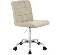 CLP Tabouret de Travail réglable en Hauteur avec Dossier et roulettes Darfield, Chaise Ergonomique pivotante 360°, supportant jusqu'à 150 kg, Couleur:crème, Matériel:Similicuir