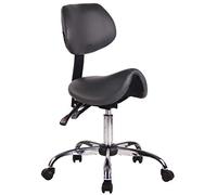 CLP Tabouret De Travail Stuttgart A roulettes en Similicuir I Chaise De Travail avec Assise en Forme De Selle De Cheval I Ajustable Et Pivotant, Couleur:Gris