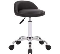 CLP Tabouret de travail Teramo en similicuir – roulettes, hauteur réglable, pivotant – Noir